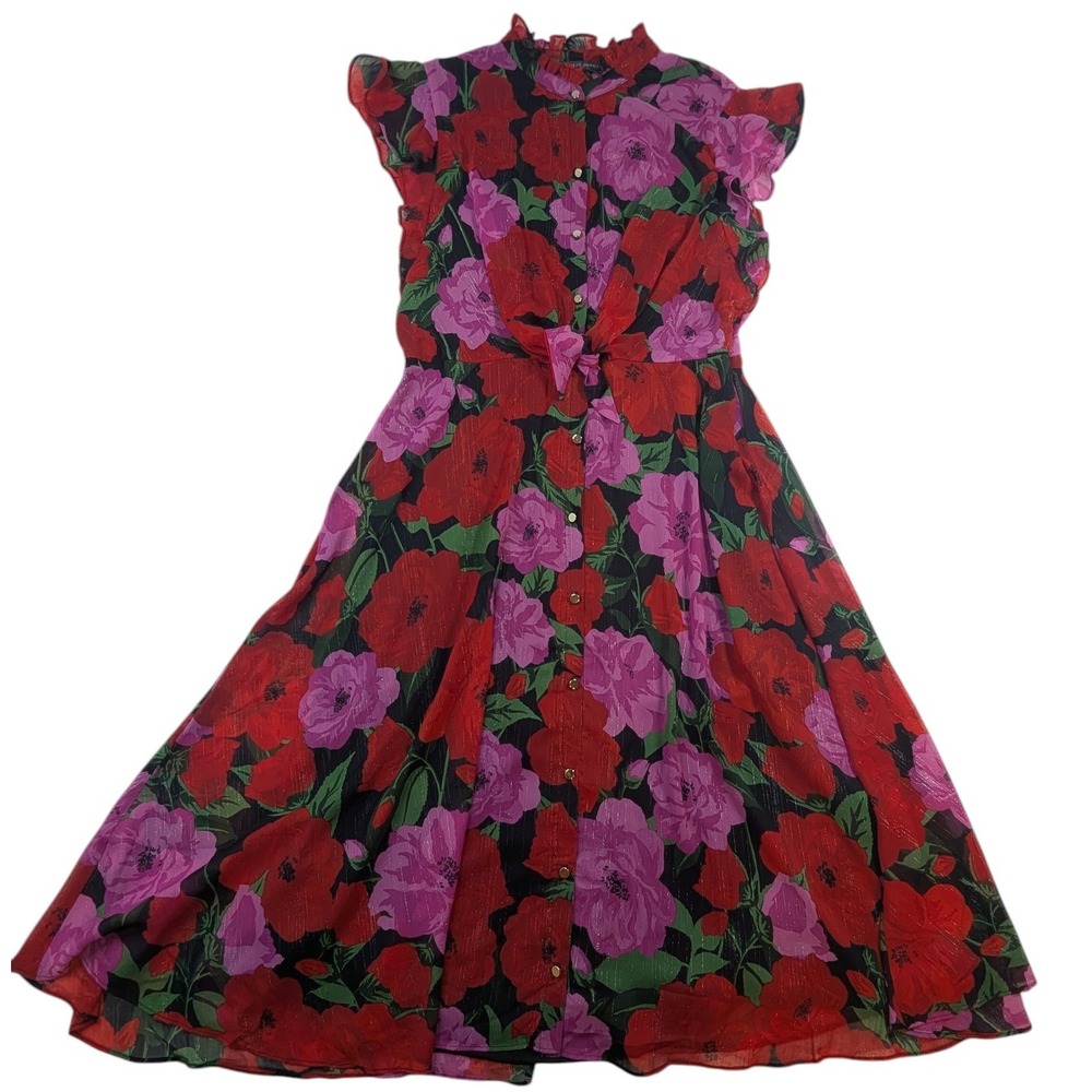 julia jordan Red and Purple Floral Midi Dress